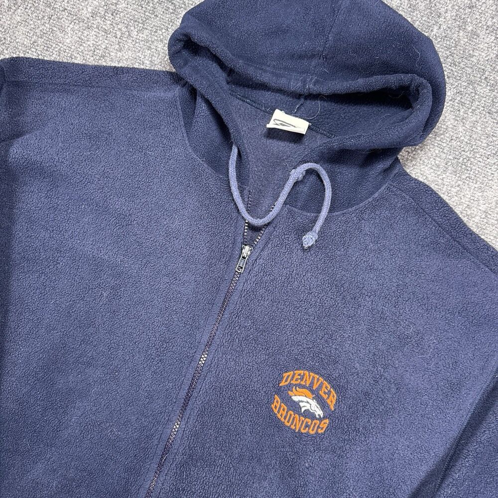 Vintage The Edge NFL Denver Broncos Full Zip Fleece Jacket - Embroidered - Large